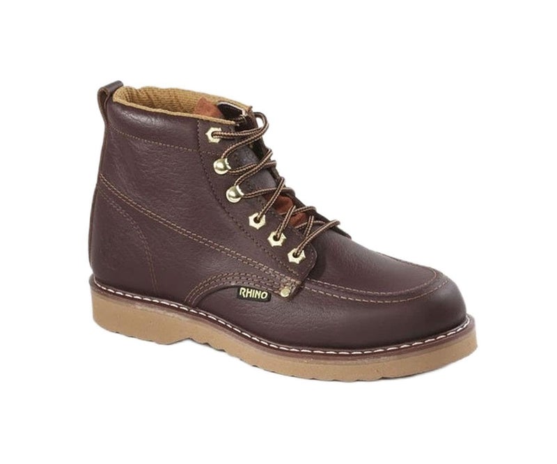 Rhino 62M28 6 inch Moc Toe Leather Work Boot - Brown 6